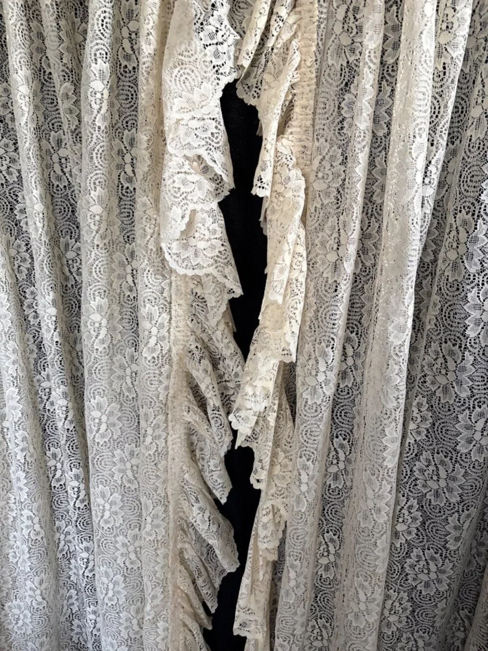 Cream Lace Curtain Panels Ruffles 66